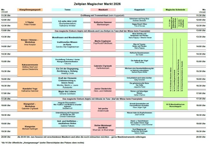 Zeitplan Magischer Markt